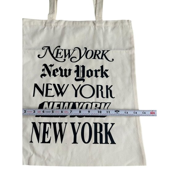 NEW YORK Neutral Logo Canvas Tote Bag NWT NWOT - Picture 7 of 9